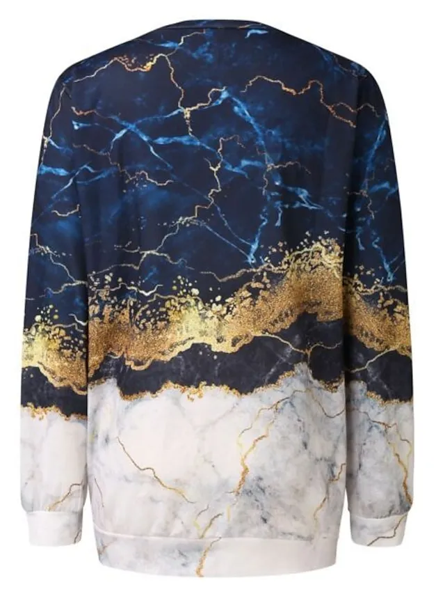 Women's Sweatshirt Pullover Sports Basic Black Blue Green Graphic Abstract Street Casual Round Neck Long Sleeve Top Micro-elastic Fall & Winter