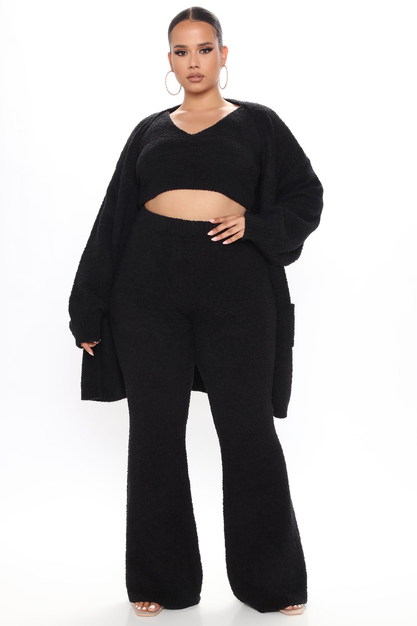 Living In It Cozy 3 Piece Pant Set - Black