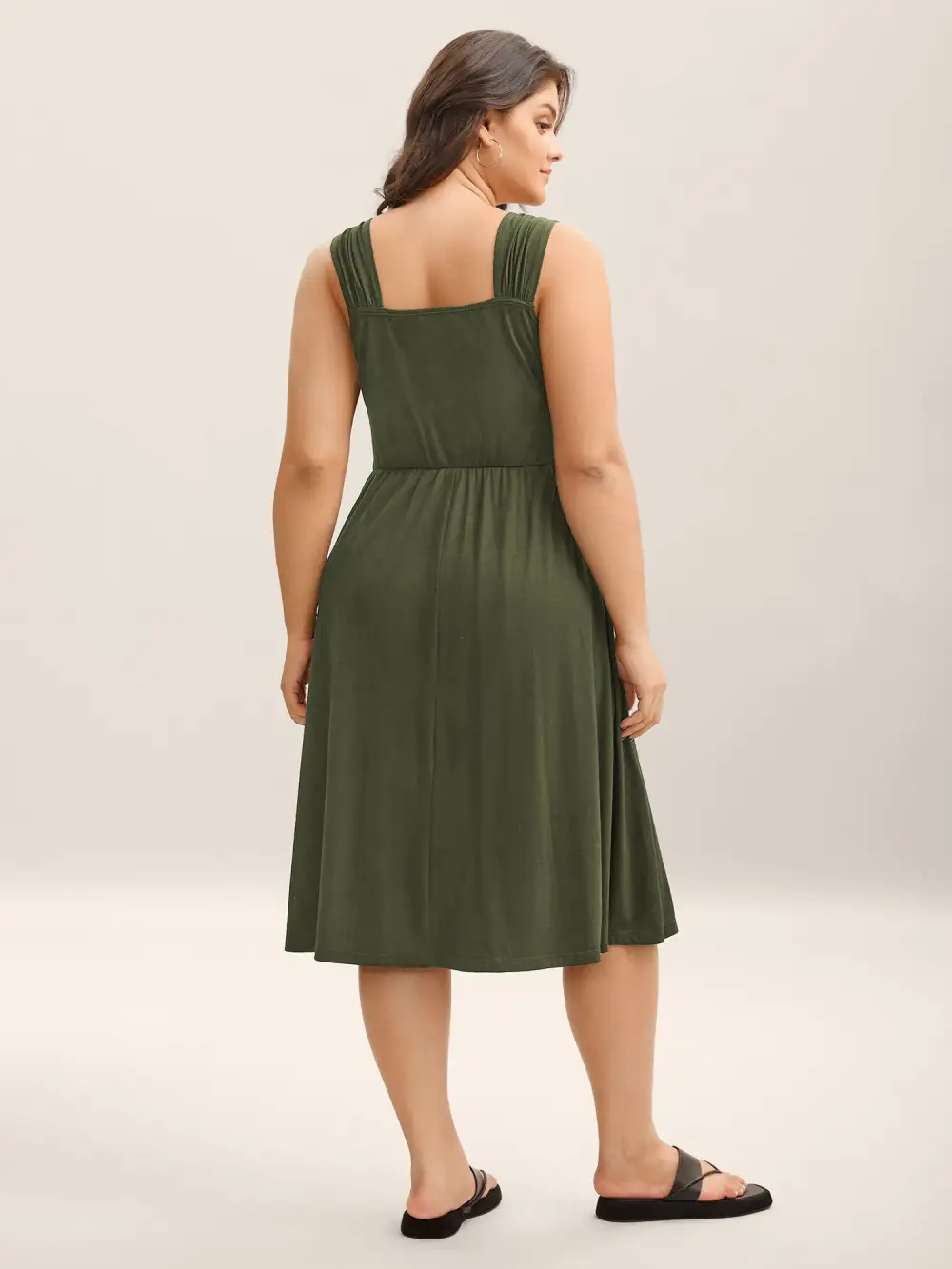 Crosswrap Bodice Pockets Midi Dress