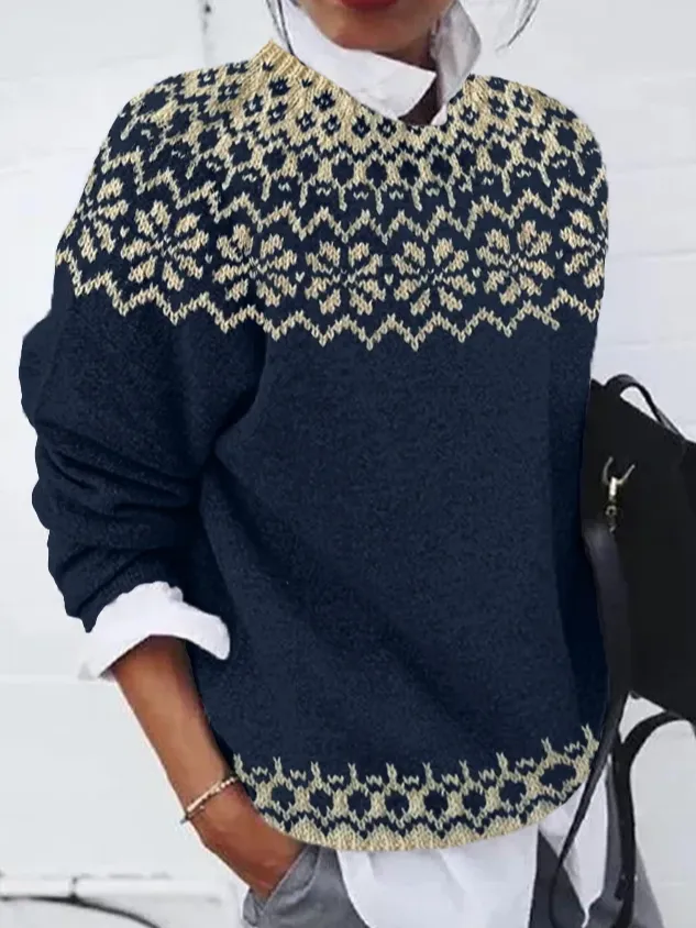 Regular Fit Casual Abstract Sweater