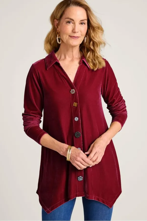 Velvet Danielle Button Long Sleeve Tunic