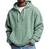 Men's Hoodie Waffle Hoodies Quarter Zip Hoodie Apricot White Light Green Army Green Red Hooded Plain Kangaroo Pocket Textured Sports & Outdoor Casual Daily Streetwear Cool Sportswear Fall Spring