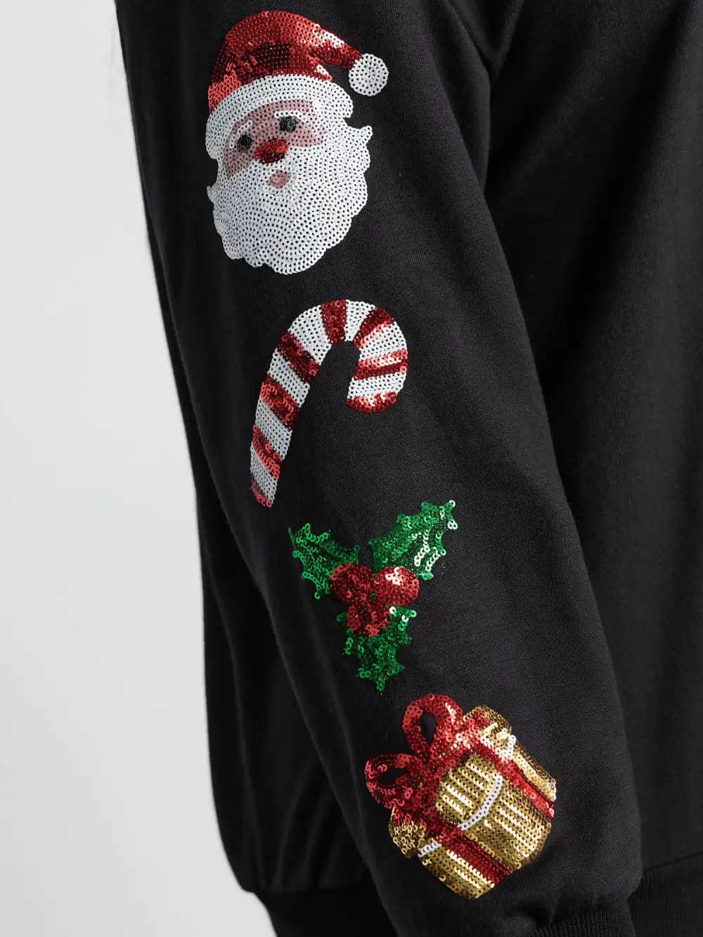 Holiday Sequin Embroidery Relaxed-Fit Sweatshirt