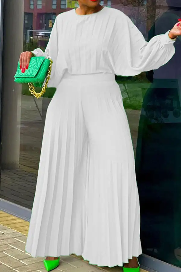 Pleated Wide-Leg Pant Set