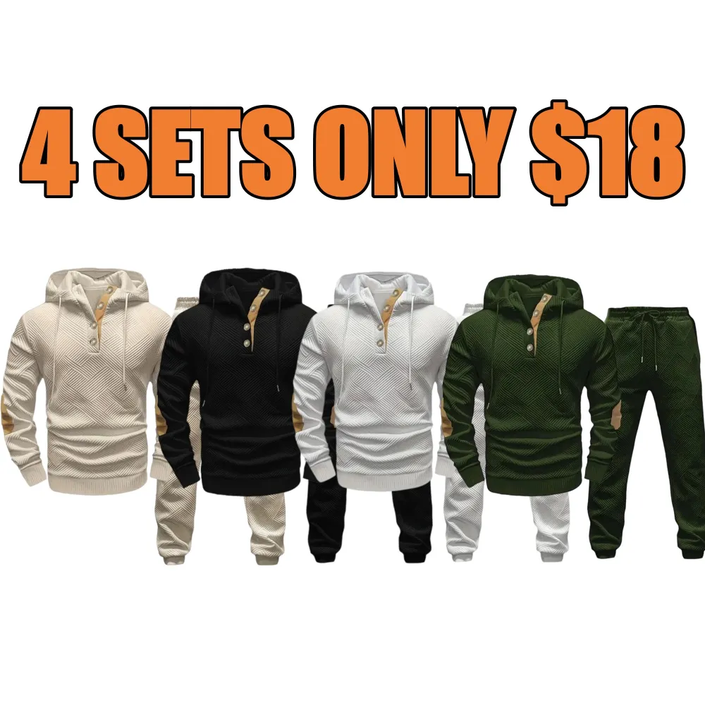 Men's Knitted Jacquard Casual 2-Piece Sweat Set