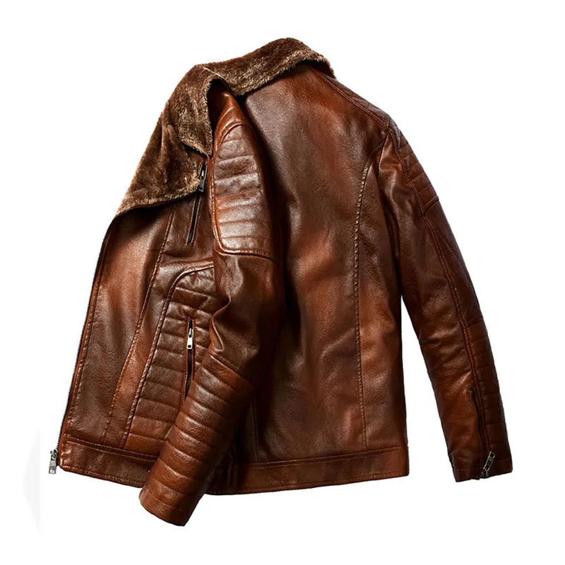 Padded Suit Collar Men's Leather Jacket