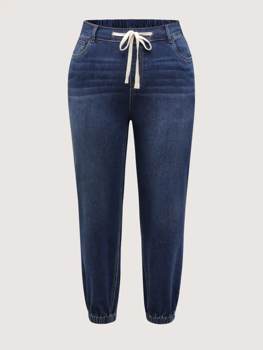 Stretchy Drawstring Cuffed Jogger Jeans