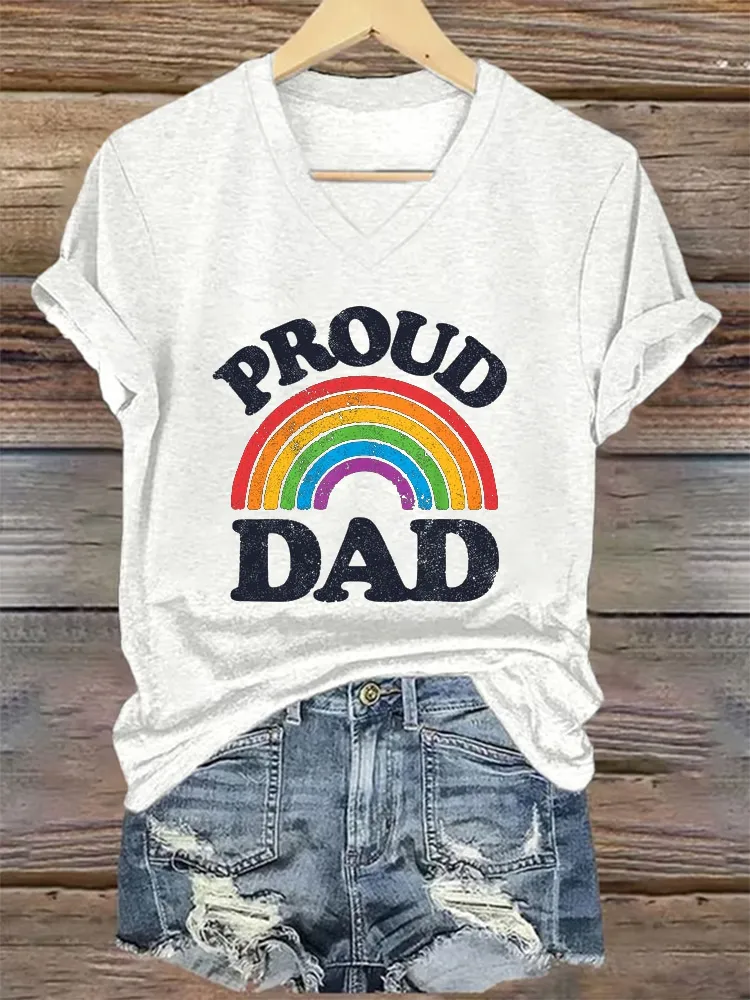 Women'S T-Shirt LGBTQ Proud Dad Gay Pride LGBT Ally Rainbow Father S Day T Shirt