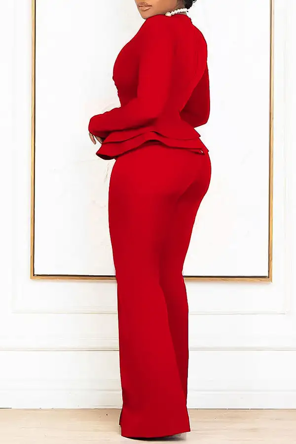  Glamorous Layered Peplum Pant Suit