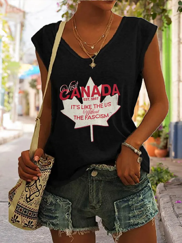Women's Visit Canada It'S Like The Us Without The Fascism V-neck Vest