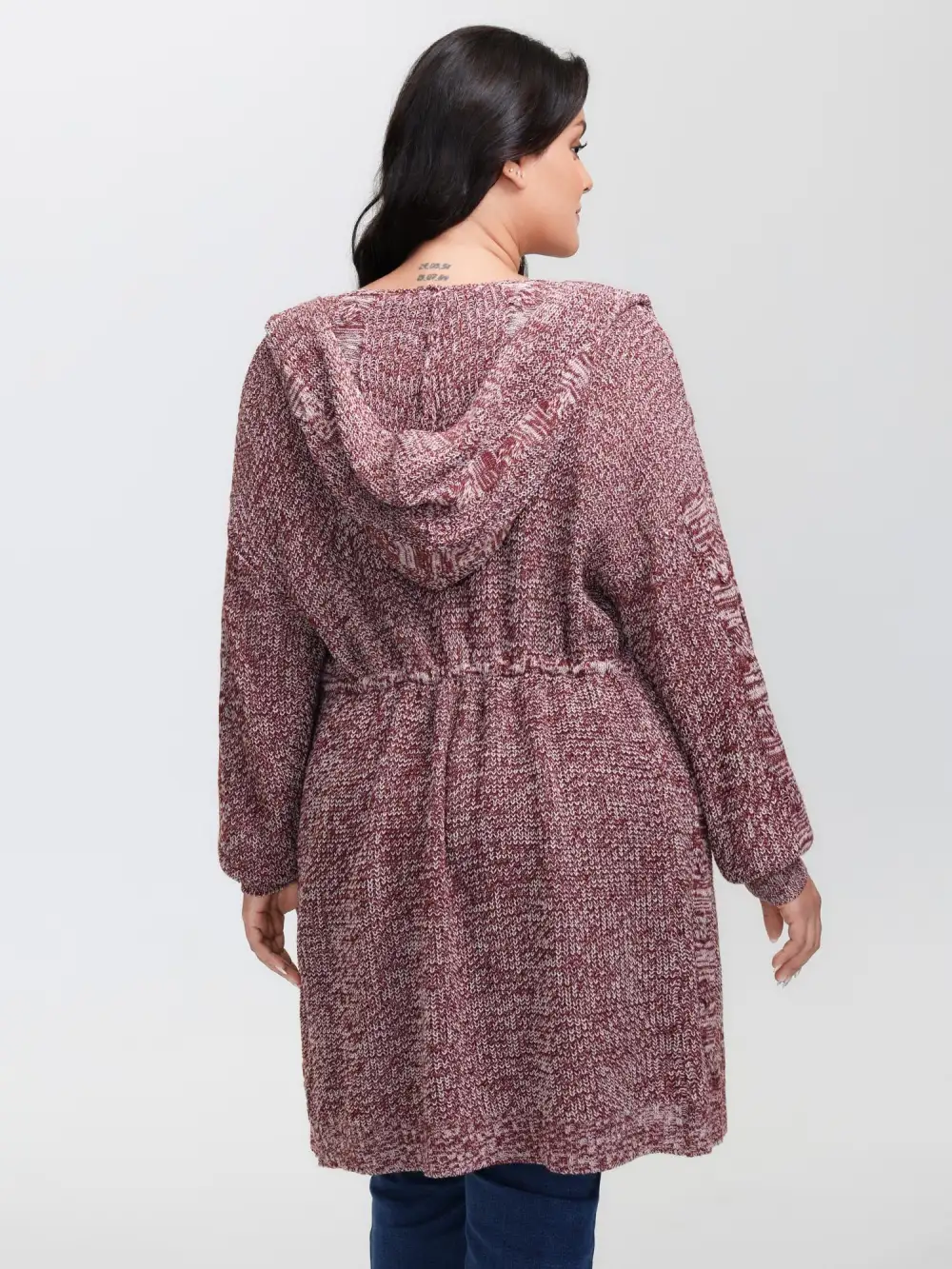 Cable Stitch Heather Hooded Knit Cardigan