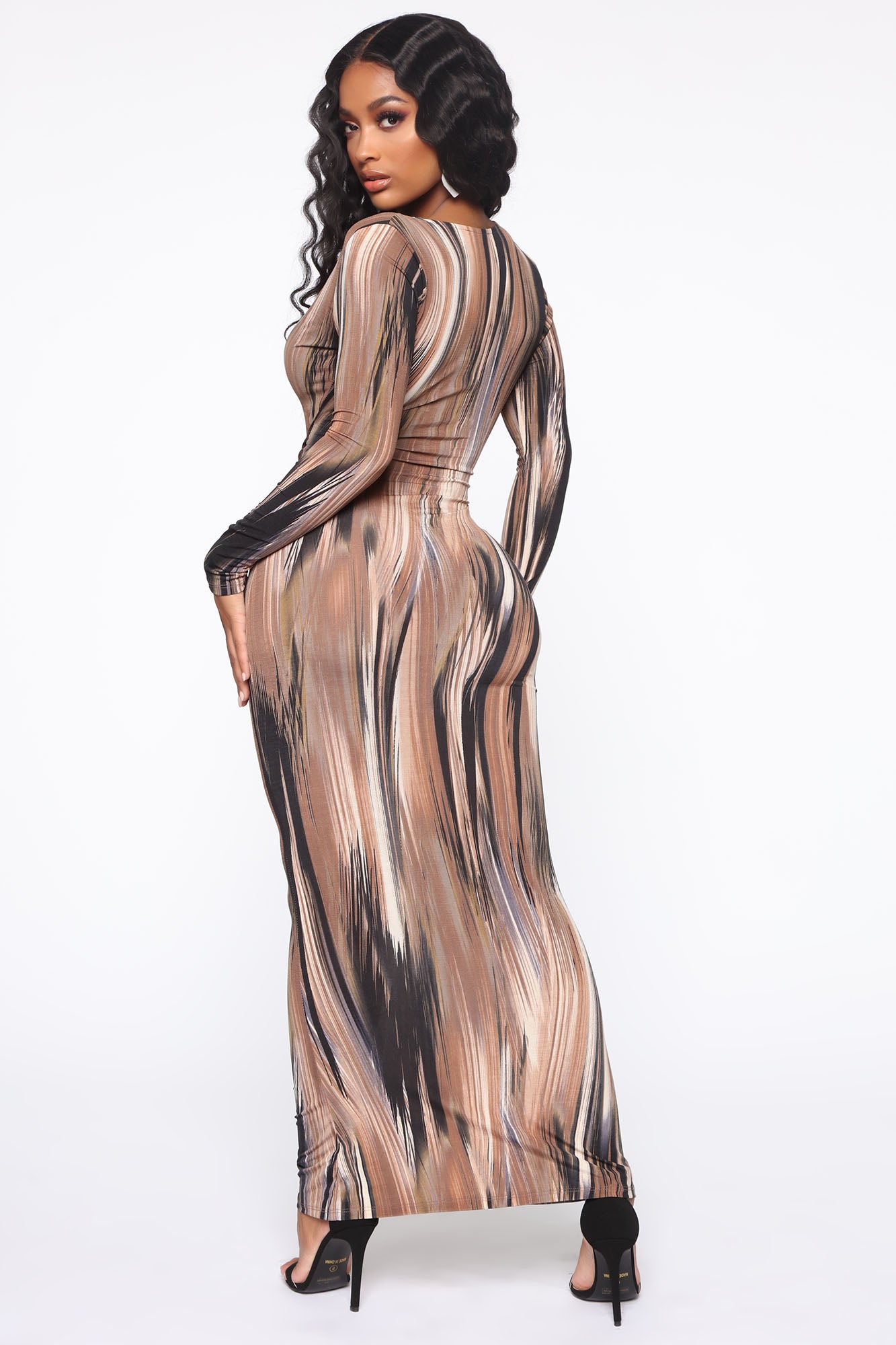 Mind Of My Own Maxi Dress - Brown/combo