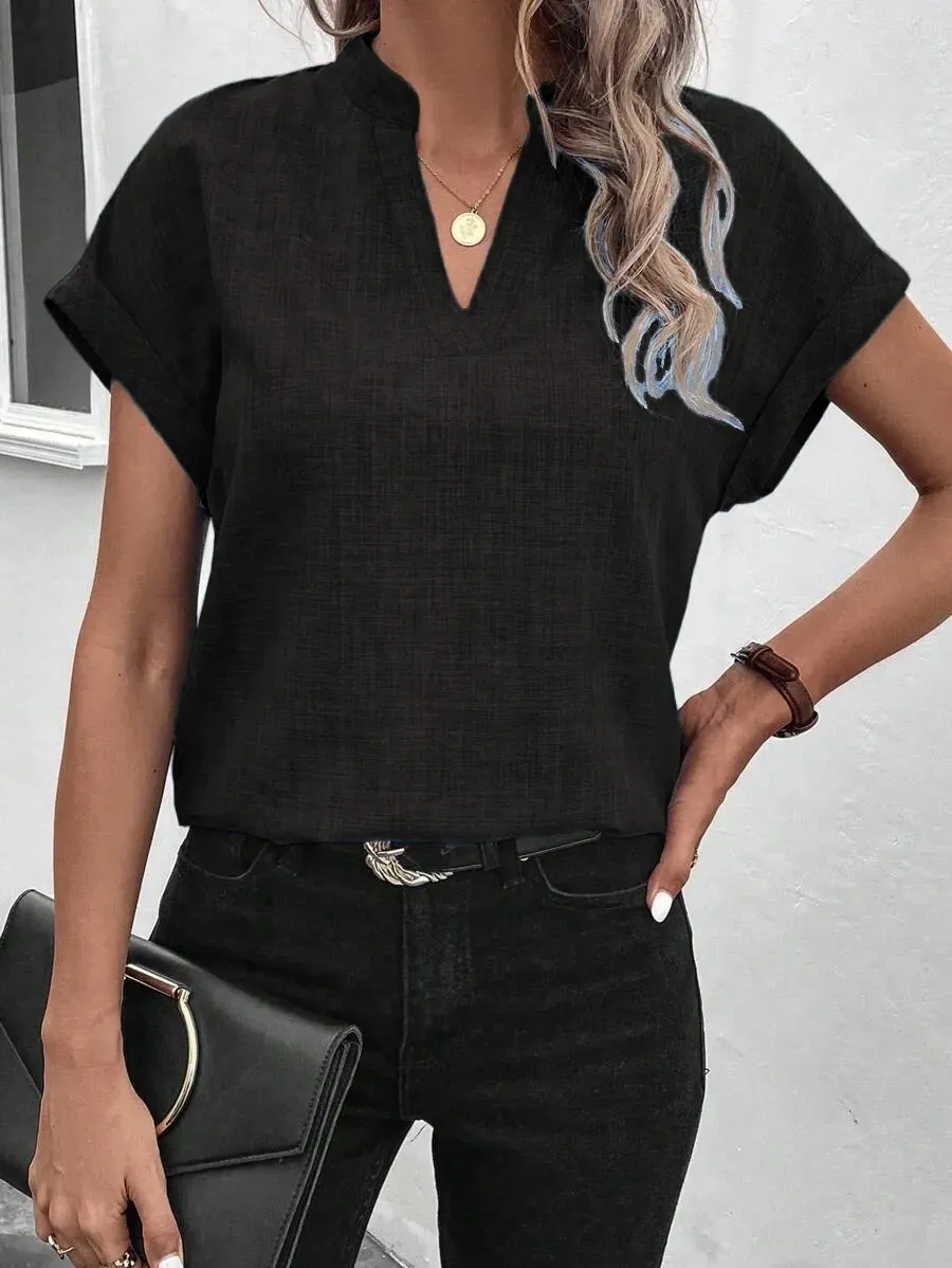 ✨Women's Summer V-neck Casual Short-sleeved Basic Tops