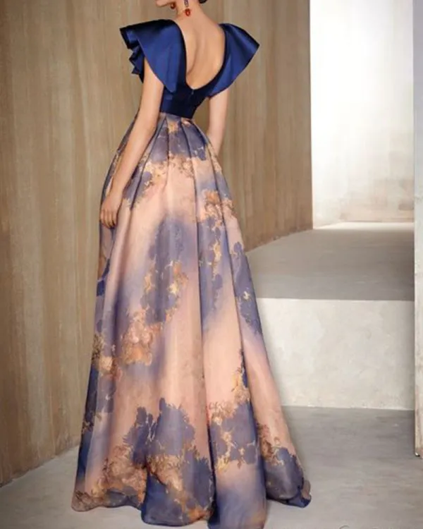 Print ELegant Women Evening Dress