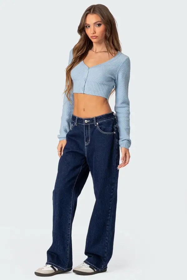 V Neck Cropped Cardigan