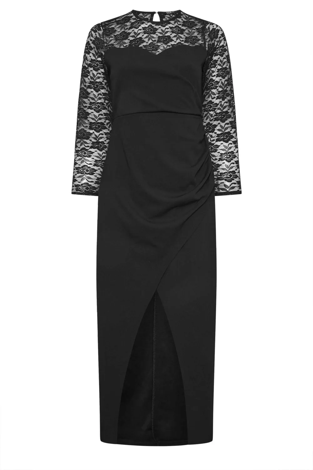 YOURS LONDON Curve Black Lace Detail Maxi Dress