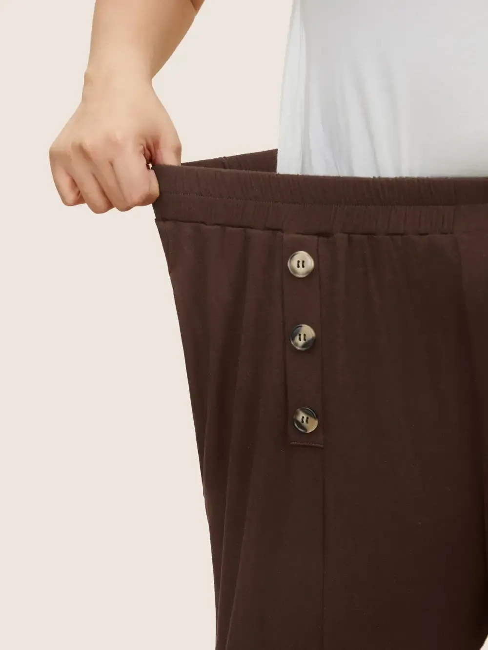 Supersoft Essentials Button Detail Wide Leg Pants
