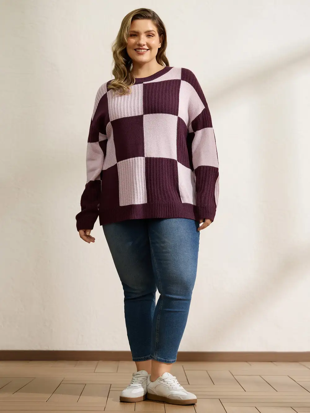 Colorblock Tissue Textured Drop Shoulder Pullover