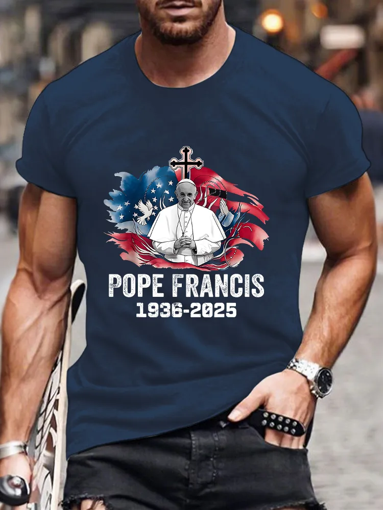 Men's Rest In Peace 1936-2025 Print Short Sleeve Round Neck Cotton T-Shirt