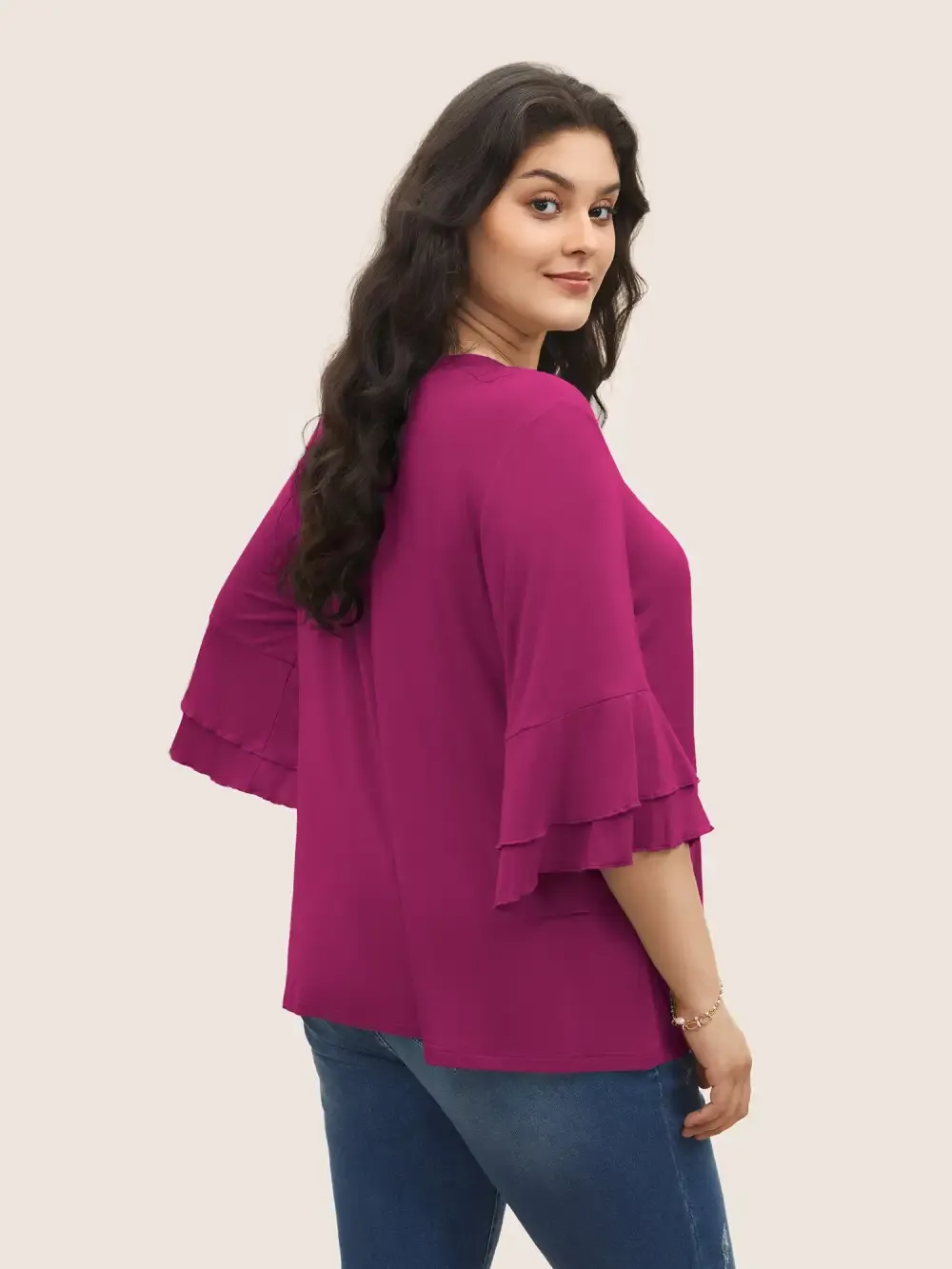 Supersoft Essentials Ruffle Layered Sleeve Pleated T-Shirt