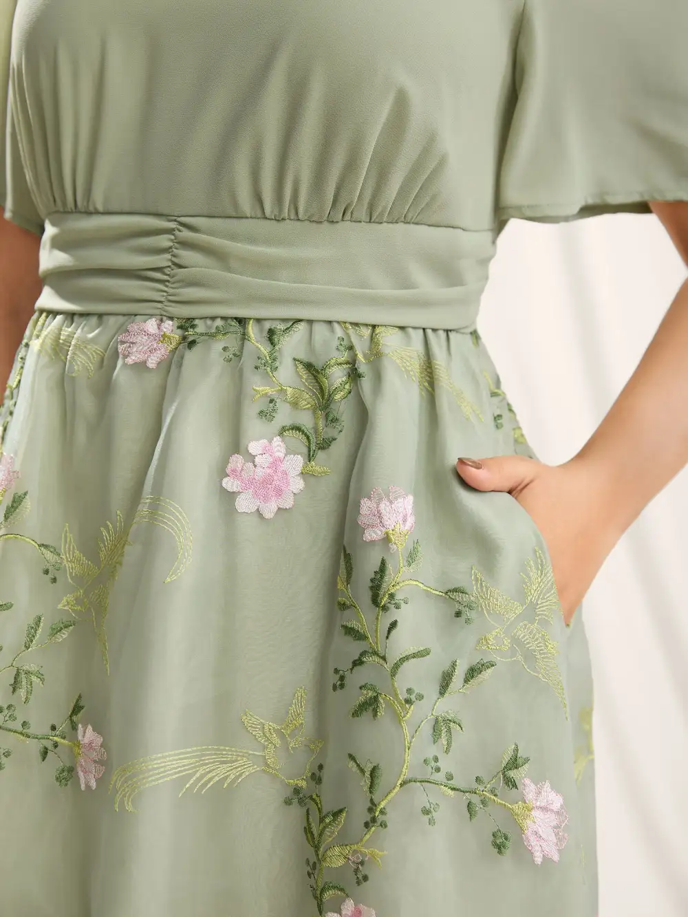 Floral Print Spliced Pockets Maxi Dress