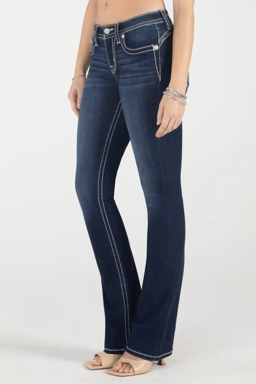 Berry and Gold Bootcut Jeans