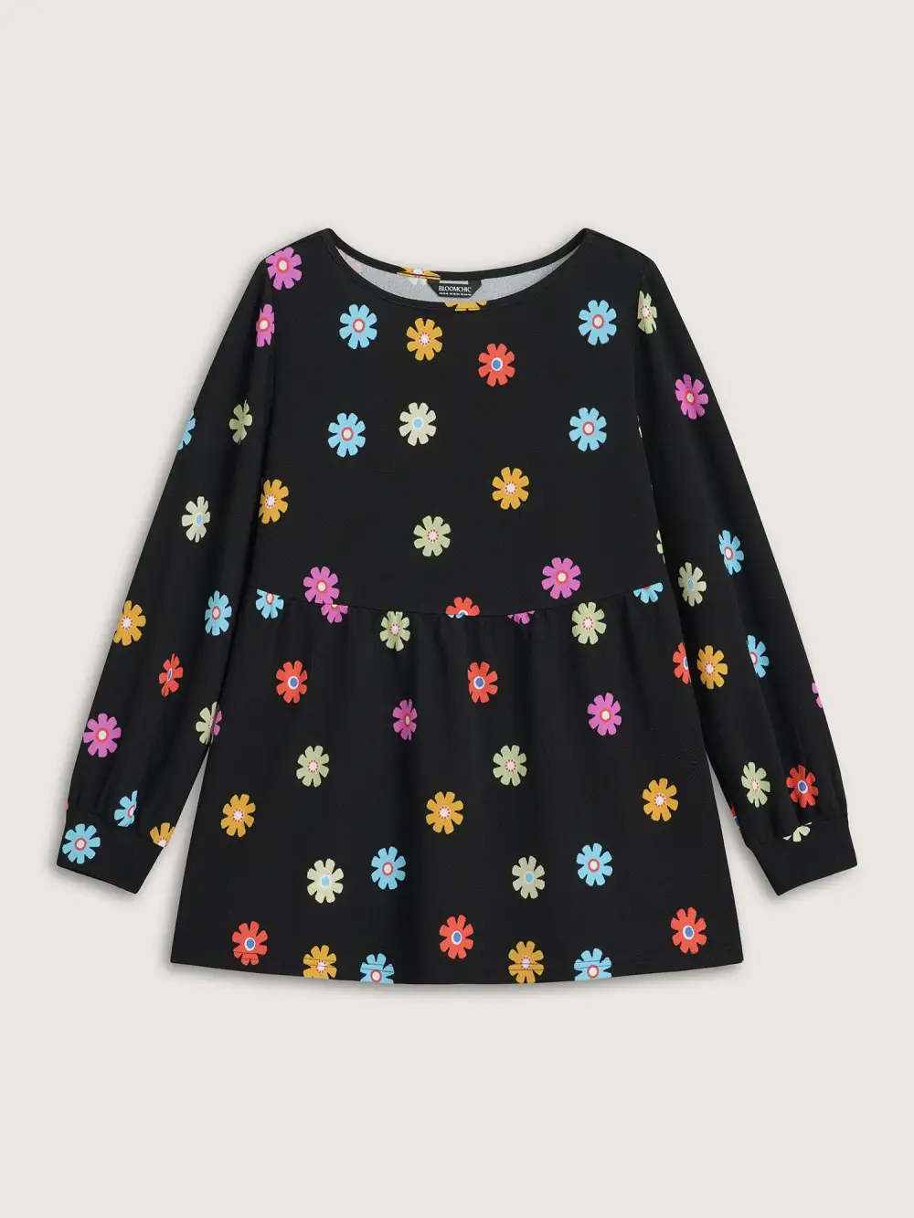 Multi-Color Floral Textured Stretchy Knit Top