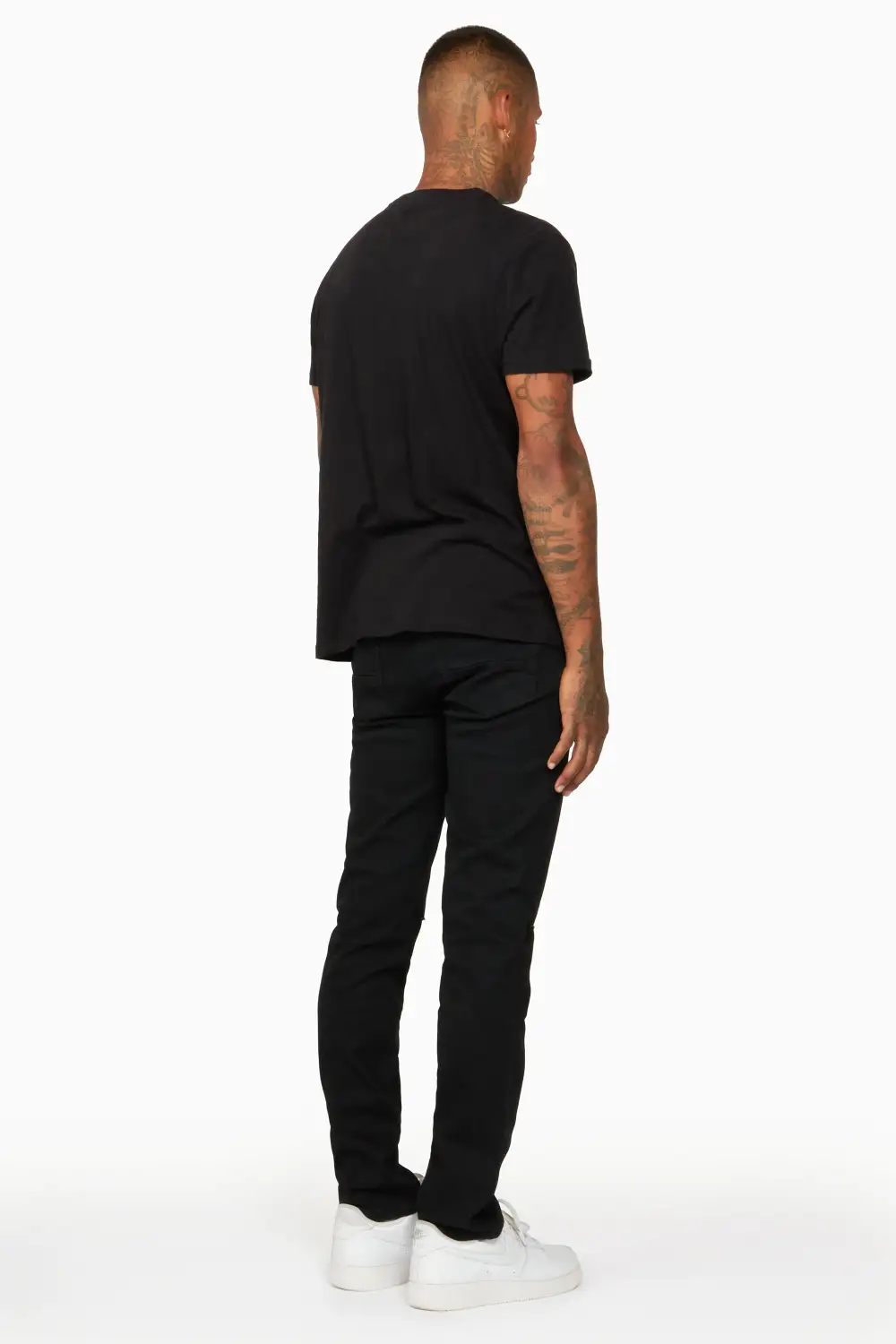 Oscar Black Knee Slit 5 Pocket Jean Straight Fit