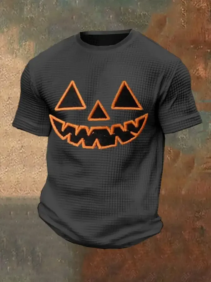 Men's Halloween Pumpkin Waffle Top