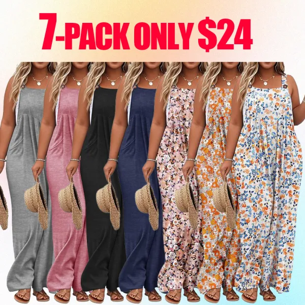 Women's Plus Size Drawstring Romper – Sleeveless Casual Jumpsuit with Pockets