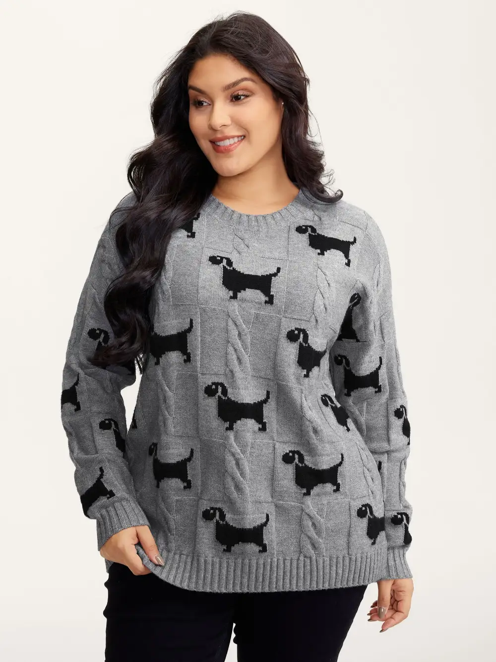 Supersoft Textured Dog Print Pullover