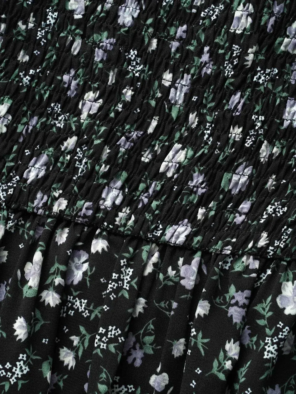 Heart Neckline Ditsy Floral Shirred Blouse