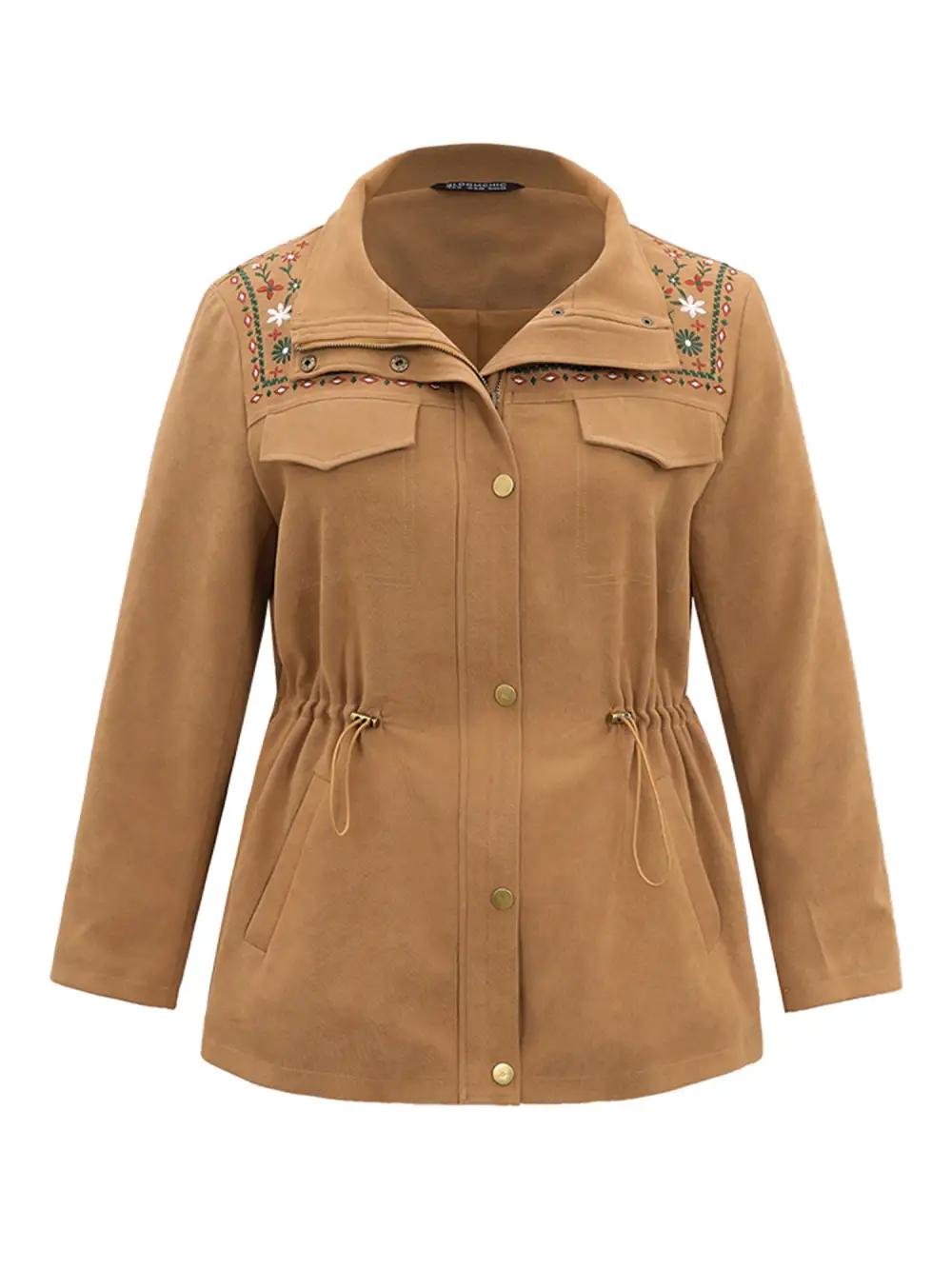 Ditsy Floral Embroidered Drawstring Pocket Jacket