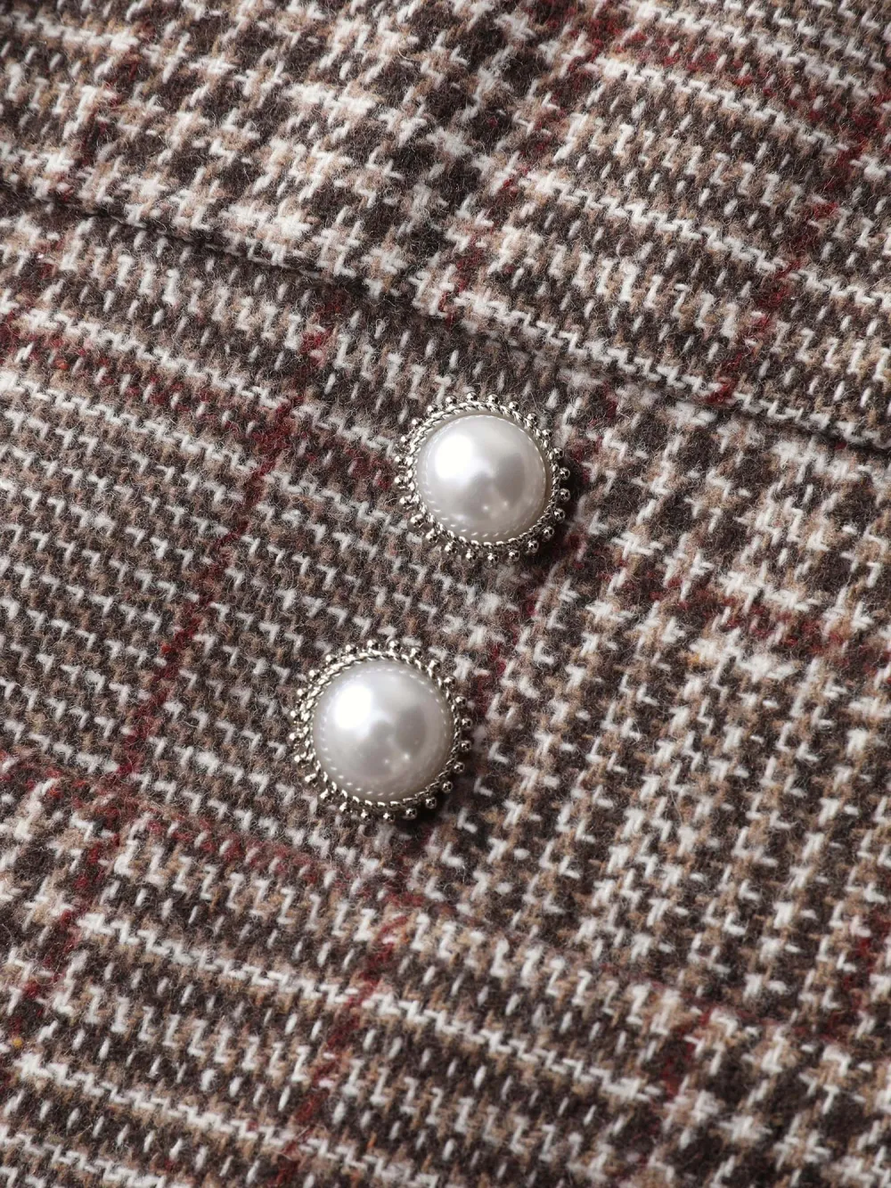 Plaid Button Detail V-Neck Jumpsuit