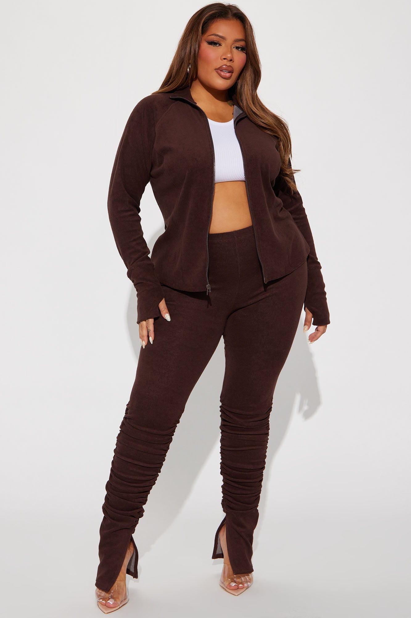 Weekend Chill Terry Cloth Pant Set - Chocolate