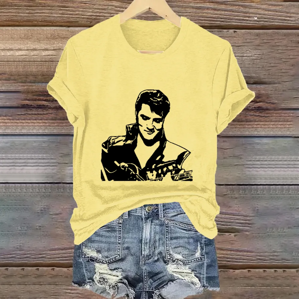 Women's Print Short Sleeve Round Neck Cotton T-Shirt