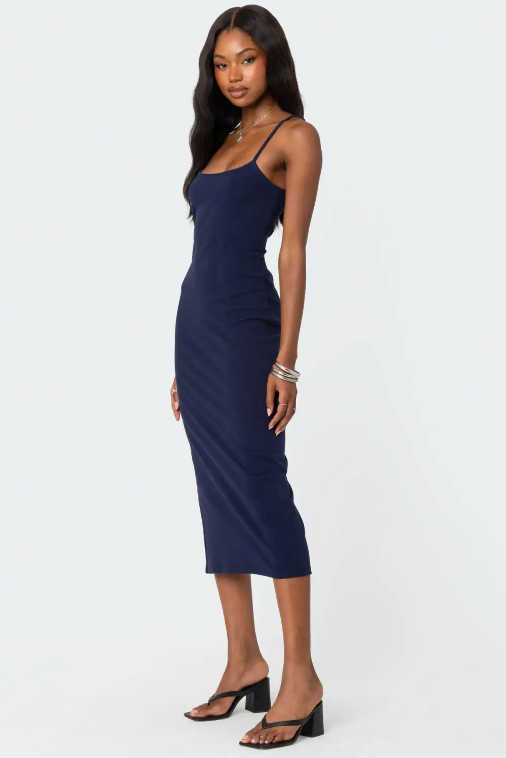 Air Back Slitted Midi Dress