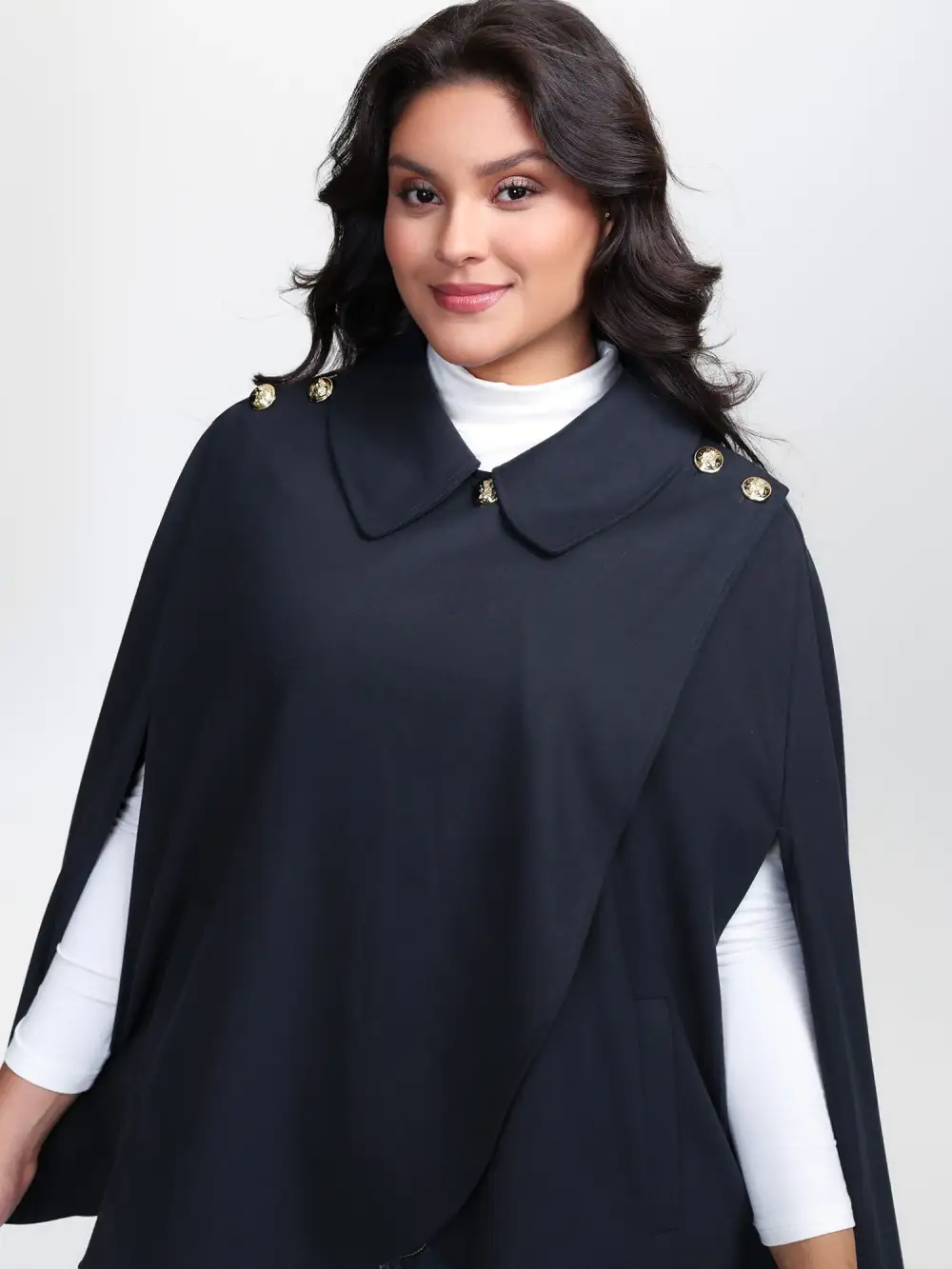 Cape Button Wrap Coat