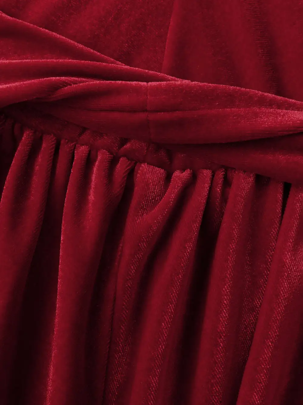 Velvet Twisted Waist Stretchy Knee-Length Dress