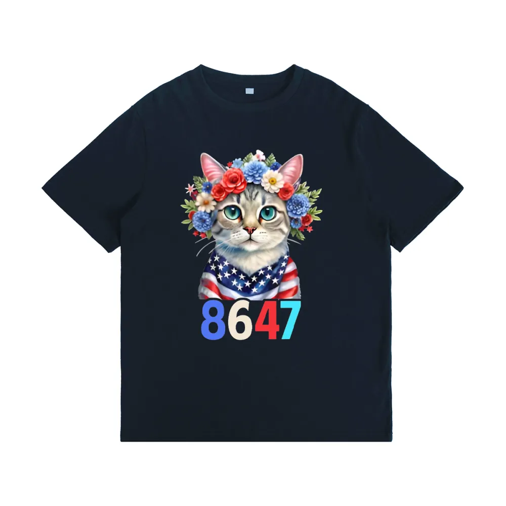 8647 Floral Retro 86 47 Cat Lovers T-Shirt