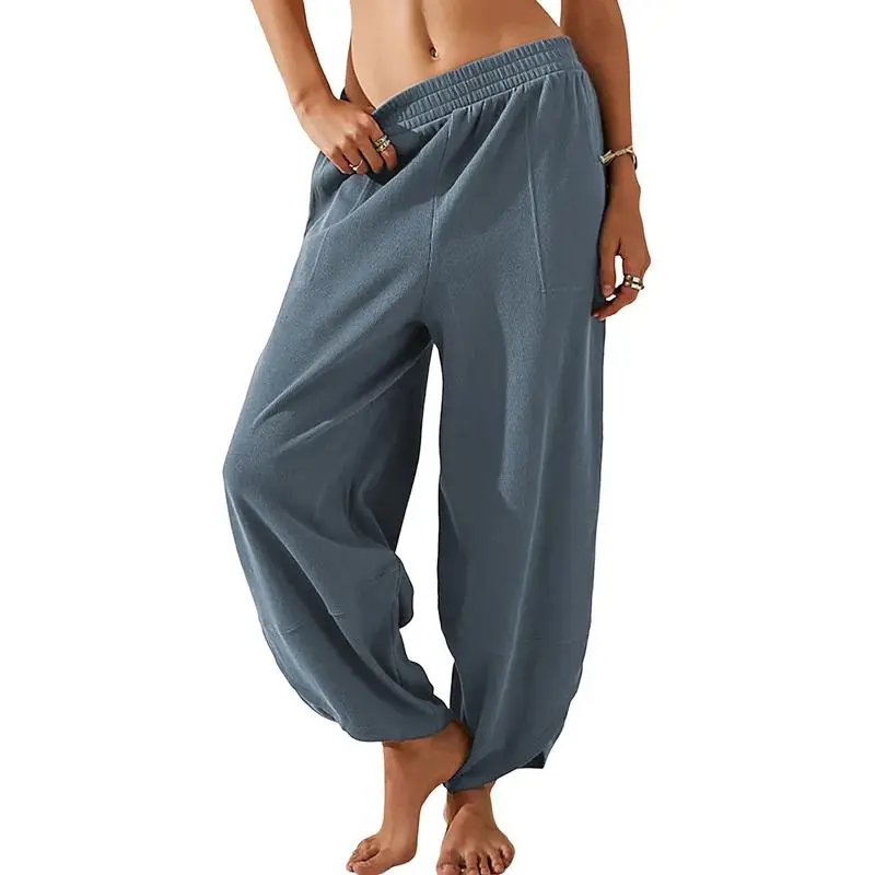 Women's Baggy Wide Leg Palazzo Pants – Casual Elastic Waist with Pockets
