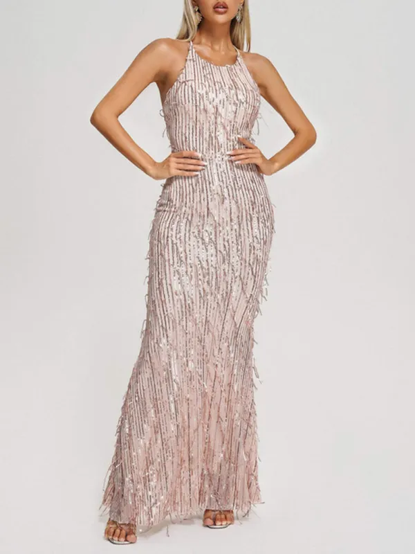 Sequin Tassel Maxi Dress