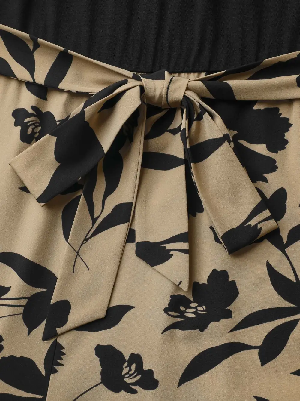 Floral Print Spliced Belted Wide-Leg Jumpsuit