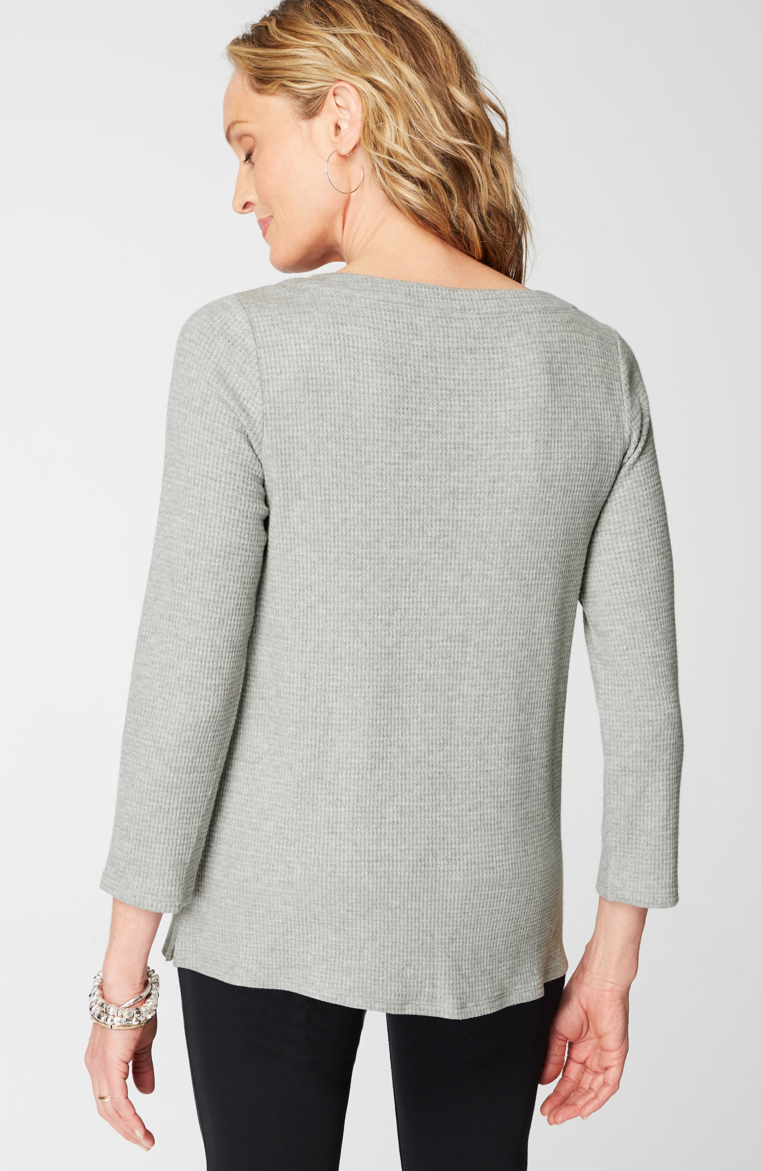Wearever Waffle-Textured Boat-Neck Top