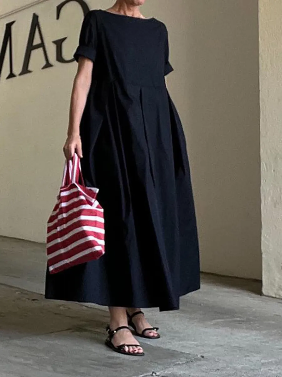 Relaxed Loose Solid Color Maxi Dress