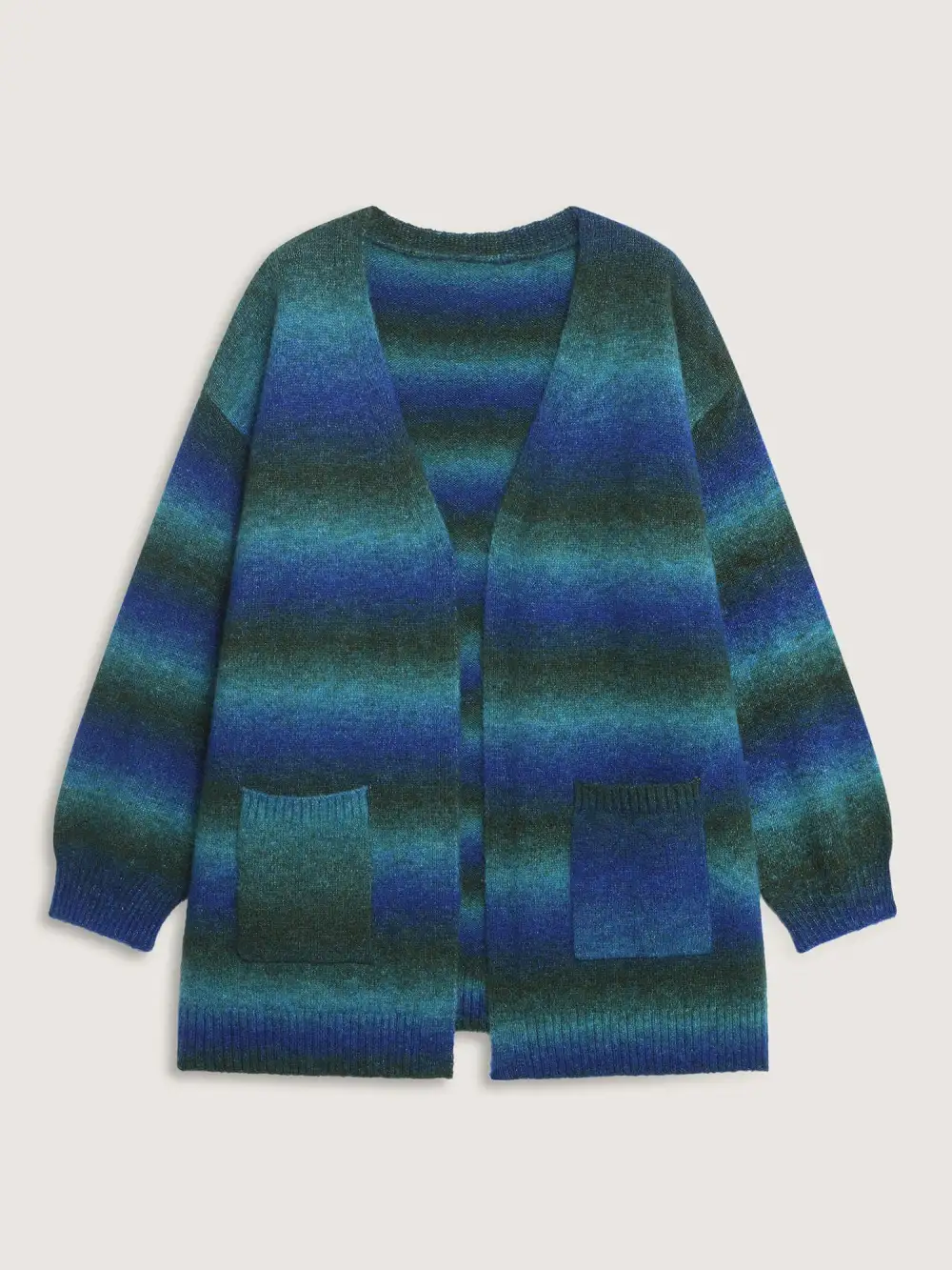 Heather Pockets Open-Front Knit Cardigan