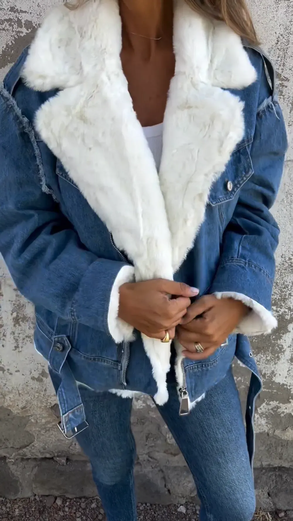 Arctic Luxe Denim Shearling Jacket