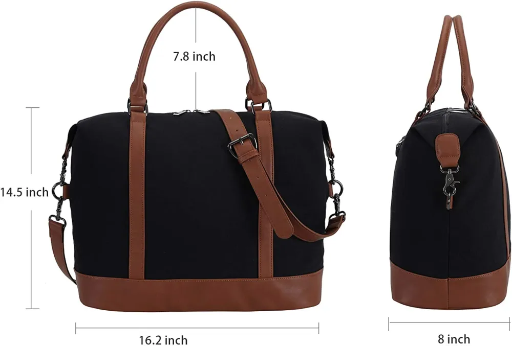 Ladies Canvas Weekender Bag Overnight Carry-on Tote Duffel in Trolley Handle