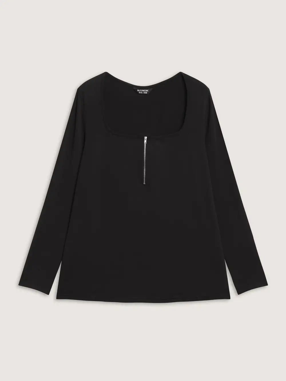 Half-Zipper Neckline Bodycon Fit T-Shirt