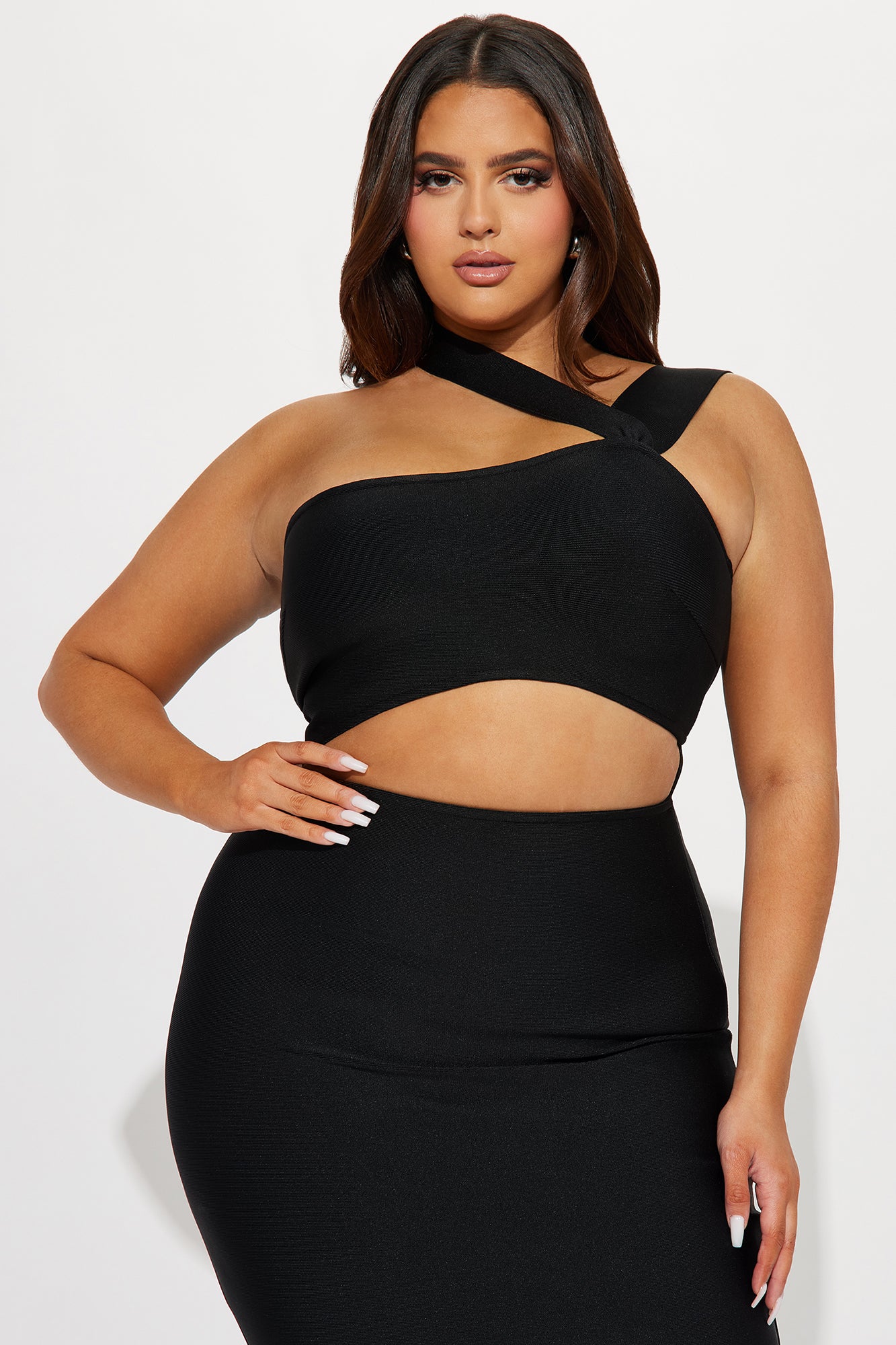 Evangeline Bandage Midi Dress - Black